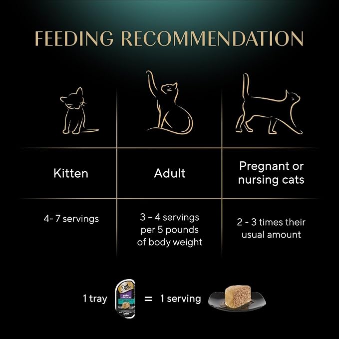 Sheba Perfect Portions Pate Wet Cat Food, Signature Seafood, 2.6 oz, 24 ct | Grain-free, made in USA, 48 servings, no fillers, real fish, complete & balanced all life stages, twin-pack trays