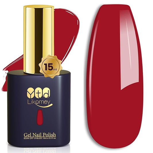 YTD Likomey Gel Nail Polish,15ml Blood Red Soak Off UV Nails Gel,Salon Home DIY Nail Art Manicure and Pedicure Gel Varnish,CS412