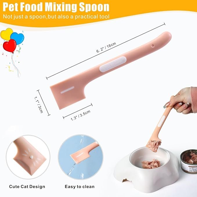 Idepet 4 Pcs Cat Strip Feeders Spoon,Cute Cats Treat Squeeze Spoons Pet Food Mixing Spoon Multifunctional Lickable Treat Feeding Dispenser for Cat Liquid Snack and Wet Food(Green&White&Yellow)