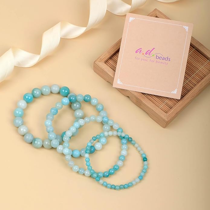 AD Beads Handmade Gemstone Stretch Elastic Bracelet Crystal Healing Reiki Nature's Beauty and Spiritual Essence Unisex