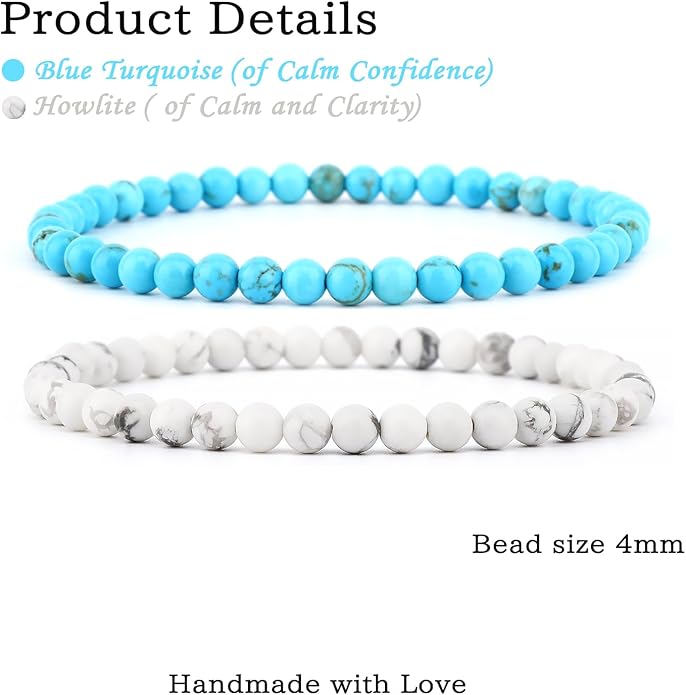 NCB 2.3-Piece 4mm Natural Crystal Gemstone Stretch Bracelets – Handmade Reiki Energy Healing Jewelry for Meditation,Yoga, Unisex