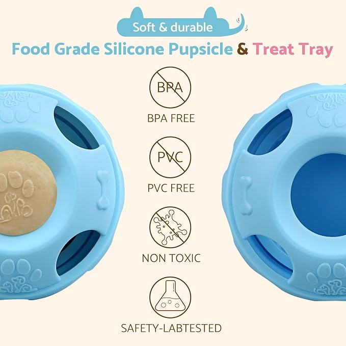 Party Popsicle and Treat Tray, Silicone Long-Lasting Interactive Dog Toys, Frozen Treat Dispensing, Keep Your Pup Busy, Compatible with Woof Pupsicle Chicken Refill Pops, for Dogs 25-70 lbs