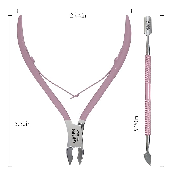 Professional Cuticle Trimmer with Cuticle Pusher Nail Cuticle Remover Nipper Silver Stainless Steel Sharp Blades Manicure Tools with Double Spring Nail Care Pedicure Nail Tools Home Spa (Rose)