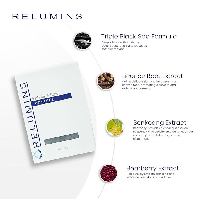Relumins Professional Spa Formula Triple Action Soap – Gentle Formula with Natural Plant Extracts for Normal & Sensitive Skin, 135g x 3 Bars