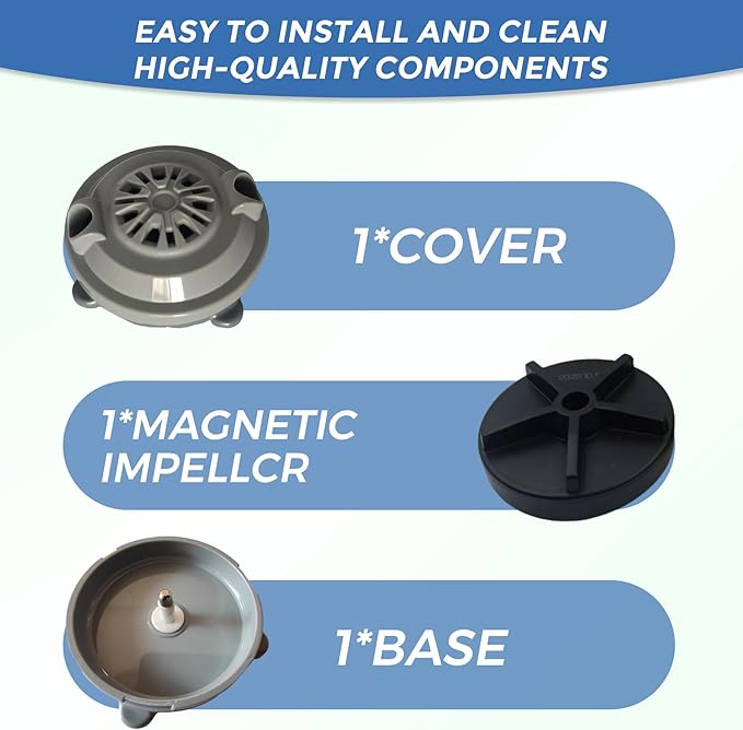 Pipeless Magnetic Jet Head Motor Replacements BF-004 for LURACO Jet Motor Pedicure spa Chair Part Magnetic Head (4 pin) Pedicure spa Tubs Includes Propeller and Cap Gray