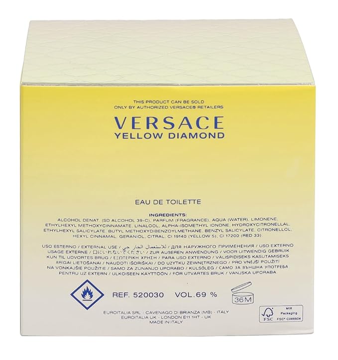 Versace Eau De Toilette Spray for Women, Yellow Diamond, 1.7 Ounce