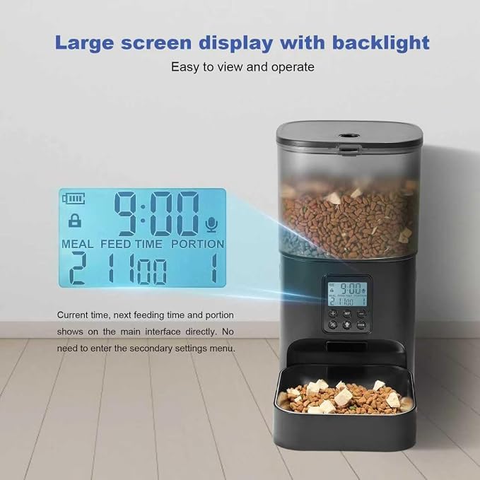 Automatic Cat Feeder, Cat Food Dispenser with 10s Voice Recorder, Pet Feeder up to 8 Meals per Day, Timed Feeder with Dry Food Sealed Ring
