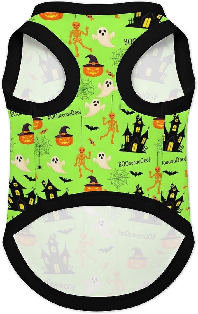 Halloween Pet Vest Horror Castle Pet Shirts Medium | skeleton boo Dog Shirt Vest cute pet Sleeveless Vests Ice Silk Dog T-Shirts holiday Dog Clothes Halloween Canine Wear