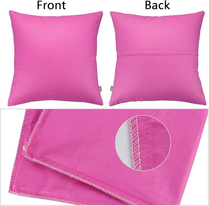 Thmyo 4-Pack 100% Cotton Comfortable Solid Decorative Throw Pillow Case, Square Cushion Cover Pillowcase Sublimation Blank Pillow Covers DIY Throw Pillowcase for Couch(16x16 inch/ 40x40cm,Rose red)