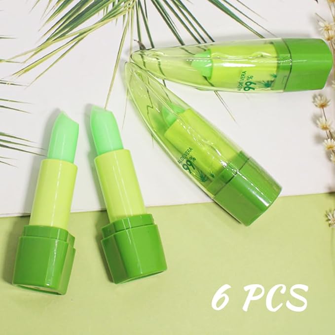 BINGBRUSH Aloe Vera Color Changing Lipstick Queen,Long Lasting Lip Care Nutritious Plumper Lip Balm Moisturizer Magic PH Temperature Color Change Lip Gloss Makeup Set for Women