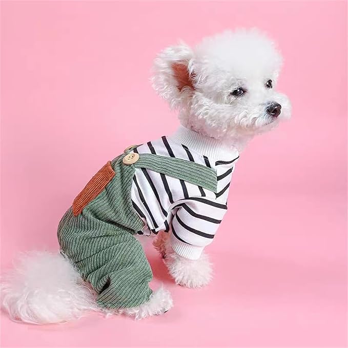 Dog Comfortable Soft Overalls Dog One-Piece Bear Outfit Puppy Cute Sweater Shirt Corduroy Pants Pet Stylish Summer Spring Clothes for Small Dogs Chihuahua Dachshund Daily Holiday Jumpsuit Costume