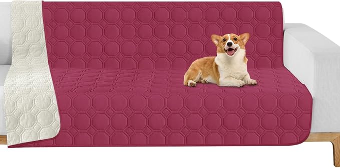 ZNSAYOTX Ultimate Cozy Blankets (52"x82") 100% Waterproof Bed Mat Blanket for Dog Pets, Couch Sofa Protector with Non-Slip Back Washable Durable, Pee Scratch Proof Easy to Clean (Wine Red)