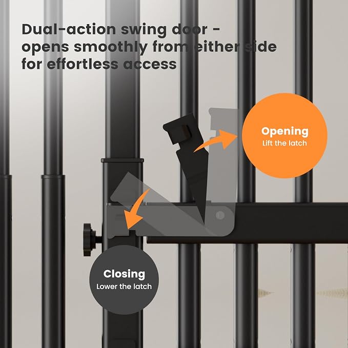 Extra Tall Cat Gate 51"-87" Height Adjustable Pressure Mounted 4 Extensions | 51"-87" height & 27.56"-37" width adjustability; pressure-mounted installation. 4 extension Ideal for doorways, pets & babies