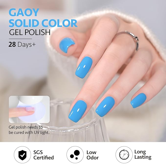 GAOY Blue Gel Nail Polish, 16ml Soak Off Gel Polish, UV Light Cure for Nail Art DIY Manicure at Home, 2453 Celestial Blue