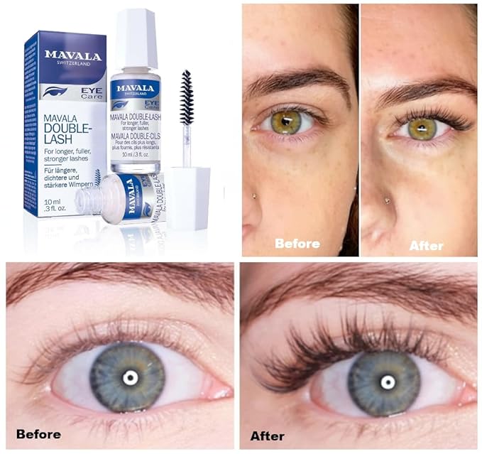 Mavala Double Lash Nutritive Eyelash Serum for the Appearance of Longer Lashes, Natural Looking, Denser Lashes + Eyebrows, 0.3 Ounce Bottle (1 Pack)