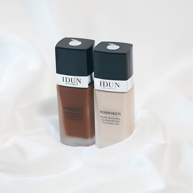 IDUN Minerals Liquid Norrsken Foundation - Silky Smooth Coverage - Luminous, Dewy Finish for Dry and Dull Skin - Water Resistant and Vegan Makeup - 223 Ingeborg - Warm Medium Brown - 1.01 oz