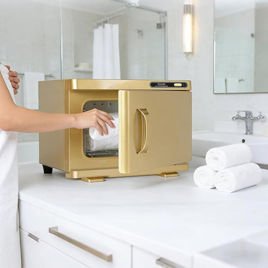 Towel Warmer,Towel Steamer for Facial, Professional Spa Hot Towel Warmer 8L, Towel Warmer Cabinet, Towel Cabinet for Facial Caddy for Salon,Spa, Massage Use(Gold)