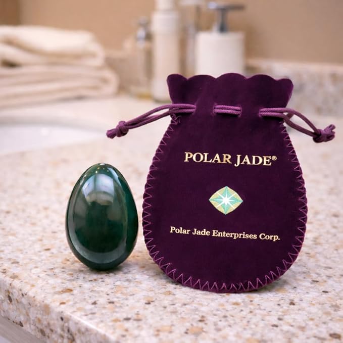 Polar Jade Nephrite Jade Stone Egg – “Stone of Heaven” Genuine Natural Jade, Smooth Hand-Polished Finish, Dense & Durable Wellness and Meditation Stone (Medium, Drilled)