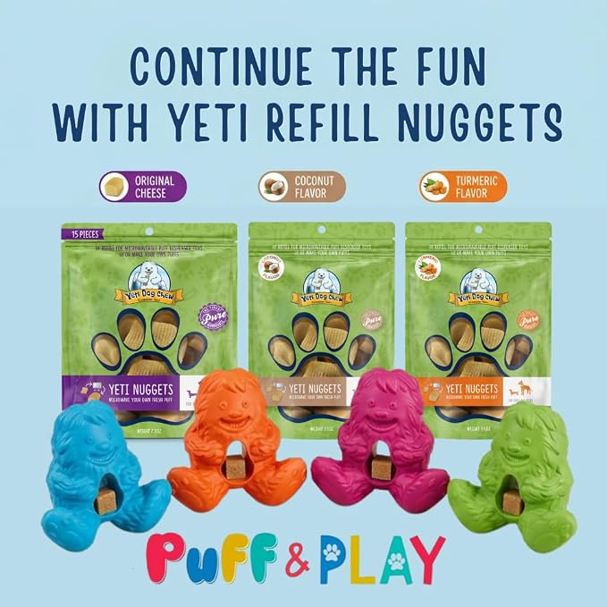 Yeti Puff & Play Interactive Dog Toy, Nugget Treat Dispenser, Green Yeti