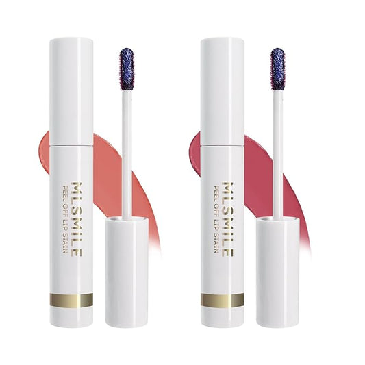 2PCS Lip Stain Peel Off， High Pigment Matte Lip Color,All-Day Vibrant Kiss-Proof Lip Stain, Long Lasting Waterproof Lip Tint for Women