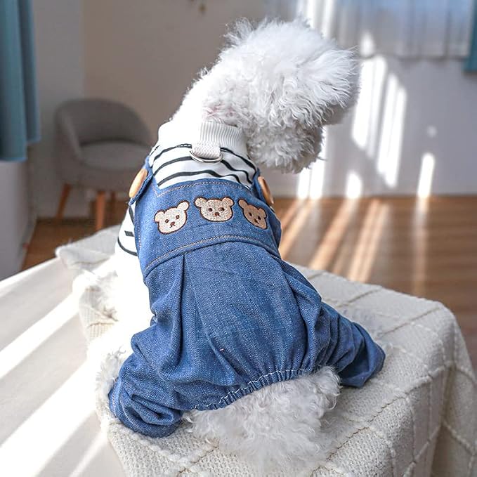 Dog Stylish Overalls Comfortable Puppy One Piece Outfits Summer Bib Overalls for Small Dogs Cute Pet Jumpsuit Onesie Chihuahua Yorkies Birthday Holiday Clothes Costume