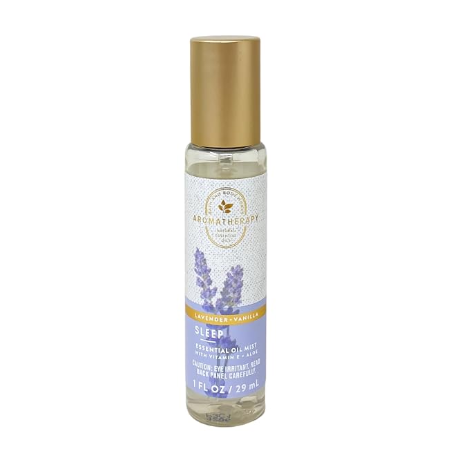 Bath & Body Works Aromatherapy Sleep Lavender Vanilla - 2 Travel Size Essential Oil Mists (1 fl oz / 29 ml Each) with a Natural Oats Sample Soap