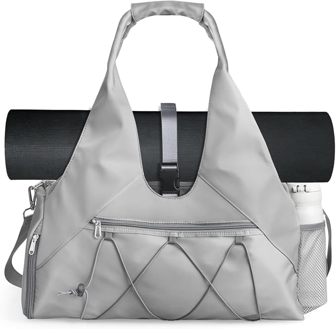 Forestfish Gym Bag For Women With Yoga Mat Holder & Shoe Compartment & Wet Dry Storage Pocket & Adjustable Strap