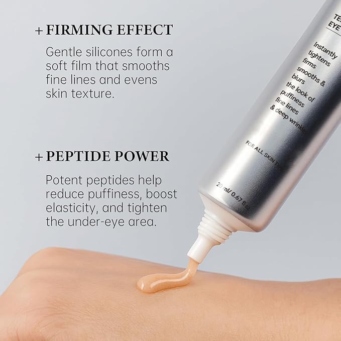 Instant Eye Tightener, Instant Firming Temporary Eye Tightener with Brush Free, Eye Cream for Under Eye Bags, Fine Lines, Wrinkles & Puffiness, Easy-Wear for All Skin Types, 0.67 Fl.Oz & 2 Pack