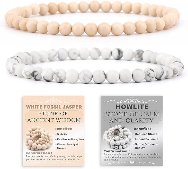 NCB 2.3-Piece 4mm Natural Crystal Gemstone Stretch Bracelets – Handmade Reiki Energy Healing Jewelry for Meditation,Yoga, Unisex