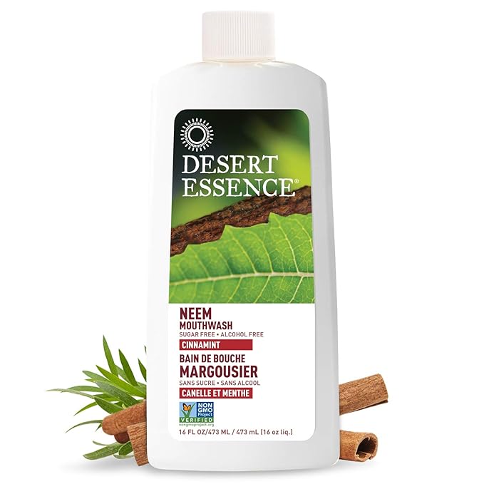 Desert Essence Coconut Oil Mouthwash- Alcohol & Sugar-Free - Coconut Oil & Tea Tree Oil Mouthwash for Adults & Kids 6+ - Promotes Gum Health, Fresh Breath, Soothing
