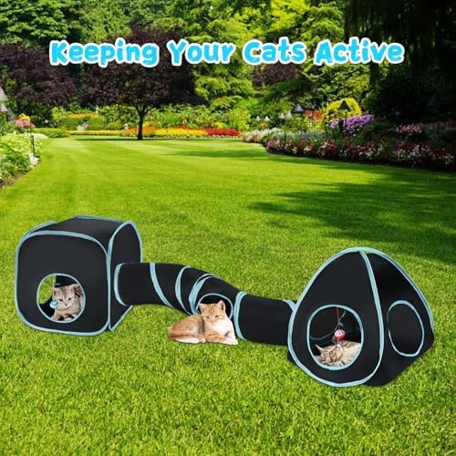 Rypet Cat Toy Tunnel and Cubes Bundle, Play Tubes for Indoor Cats, Black