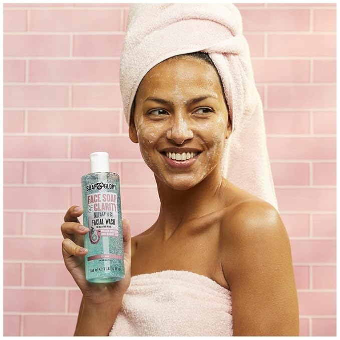 Soap & Glory Vitamin C Brightening Facial Cleanser - 3 in 1 Foaming Face Wash, Makeup Remover & Facial Exfoliant - Deeply Cleanses, Purifies & Hydrates for Radiant, Smooth Skin (11.8 fl oz)