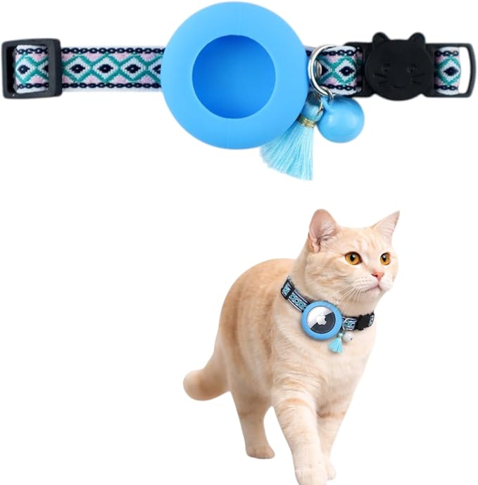 Pet Collar for Apple AirTag, Protective Tracking Device Holder (Sky Trail)