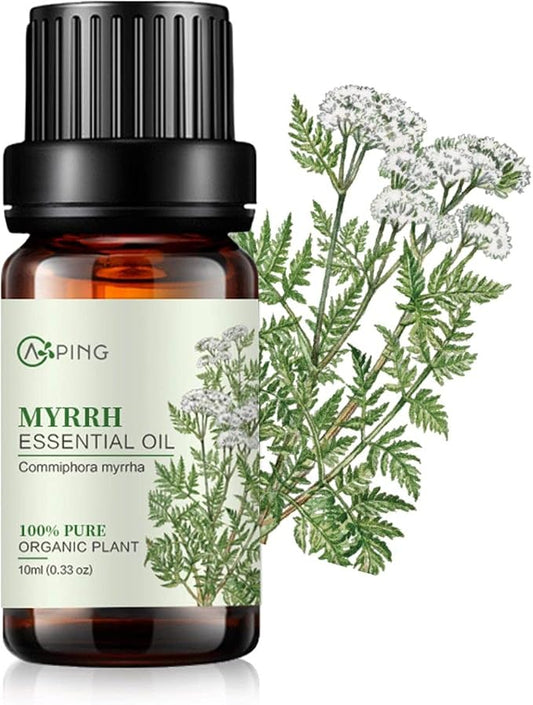 Myrrh Essential Oil - 100% Pure Organic Natural Plant (Commiphora myrrha) Myrrh Oil for Diffuser, Aroma, Spa, Massage, Yoga, Perfume, 0.33oz