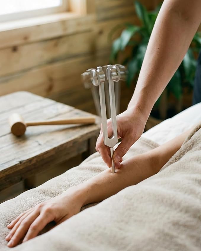 Tuning Forks for Healing Set - 128Hz, 136.1Hz, 256Hz, 384Hz for Stress Relief, Anxiety & Sleep, Healing Crystal Stone - Zen Tools, Mindfulness Yoga Accessories - Spiritual Gift