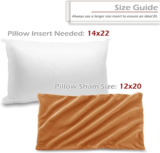 Throw Pillow Inserts Pack of 2 with Velvet Soft Solid Decorative Square Throw Pillow Covers Set for Sofa Couch Car Bedroom, 12X20 Throw Pillows Inserts with 12x18 Washable Cushion Covers, Rust Brown