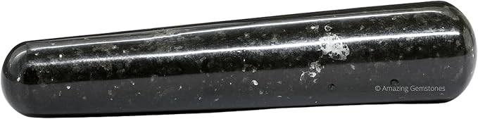 Amazing Gemstone Nuummite Crystal Wand Massage Stick - Pelvic Wand Gua Sha for Adults - Crystals and Healing Stones Massage Wands for Adults Gifts (Smooth)