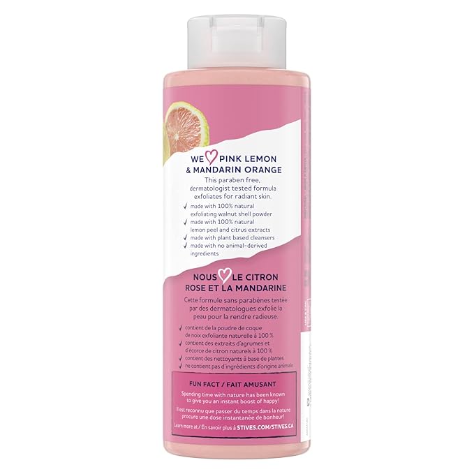 St. Ives Exfoliating Body Wash, Pink Lemon & Mandarin Orange 2-Pack – Made with 100% Natural Exfoliants for Glowing Skin, 16 Oz Ea