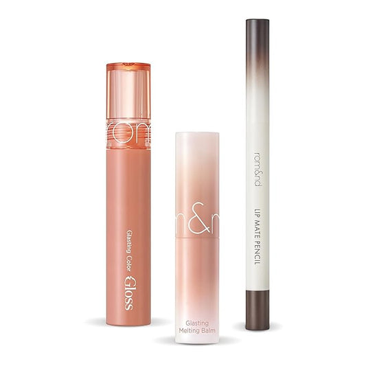 rom&nd Volume Hack Trio Mocha Mousse Lip Set | K-Beauty Plumping Gloss, Hydrating Balm & Smooth Liner | Achieve Defined, High-Shine Lips for Viral Looks.