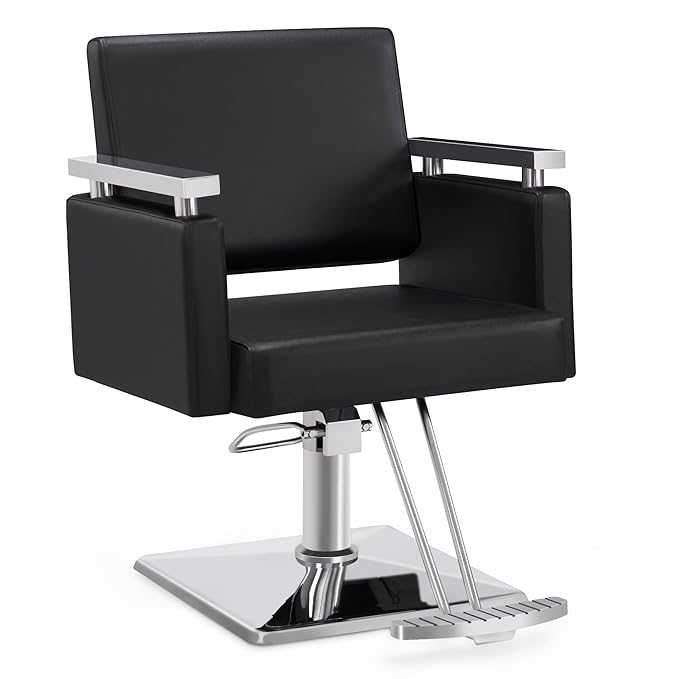 BarberPub Classic Hydraulic Barber Chair Styling Salon Chair for Hair Stylist Beauty Spa Equipment 8808 (Black)