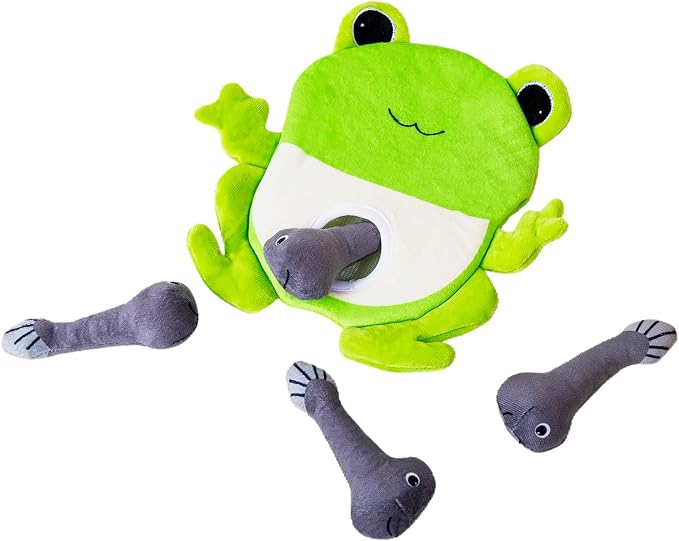 Hollypet Squeaky Hide and Seek Dog Toys for Small and Medium Dogs, Frog