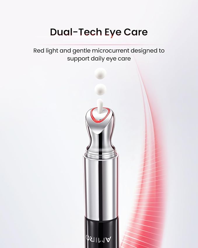 AMIRO Red Light Eye Cream with Microcurrent Massager, PDRN 0.01%, Peptide & Hyaluronic Acid Formula, Hydrating & Firming Under Eye Serum for Dark Circles, Puffiness & Fine Lines, 1.06oz