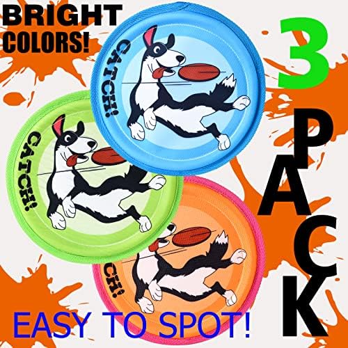 XIGOU Dog Flying Disc, 3 Pack Dogs Flyer Toys, Lightweight Flying Disc Dog Fetch Toy for Small, Large Dogs & Puppies - Floats in Water & Safe on Teeth