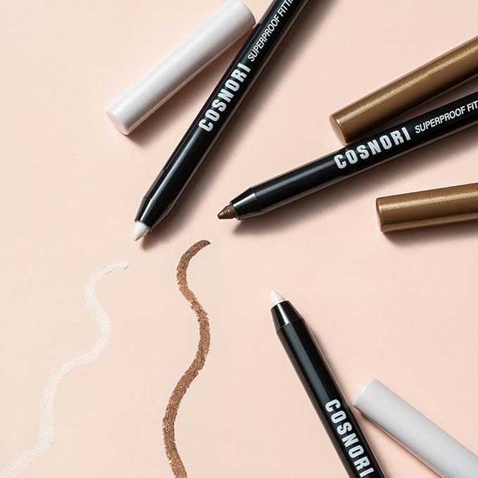 COSNORI Super Proof Fitting Gel Eyeliner 01 Vivid Black - Smudge-Proof, Longwear Eyeliner Pencil, Soft Drawing 2mm Ultra-Slim Pencil, Waterproof, 0.004oz (0.13g)