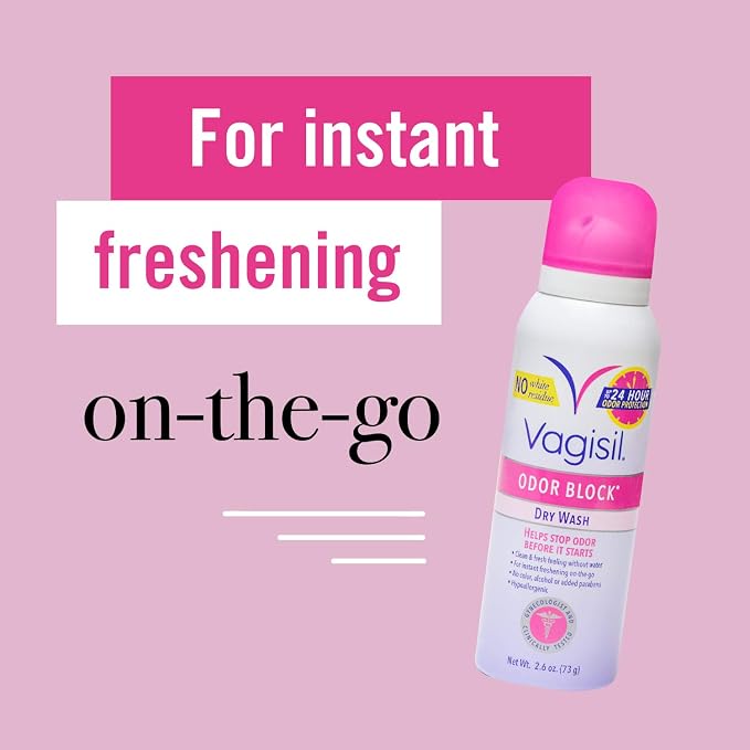 Vagisil Odor Block Multipack for Women, Daily Intimate wash, 20 Feminine Wipes, and Dry Wash Deodorant Spray - Gynecoligist Tested