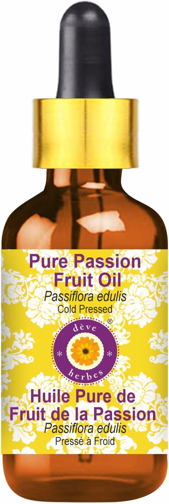dève herbes Pure Passion Fruit Oil (Passiflora edulis) with Glass Dropper Cold Pressed 100ml (3.38 oz)