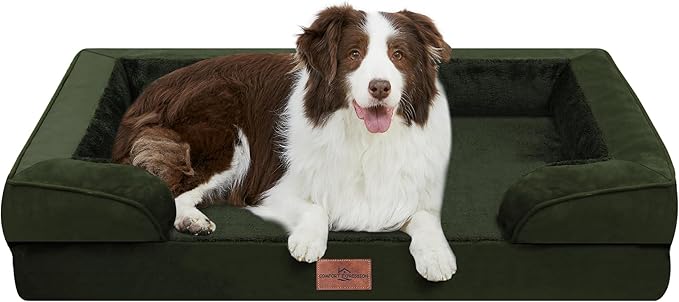 Comfort Expression Waterproof Orthopedic Dog Beds for Large Sized Dog | Supportive Egg Crate Foam Large Pet Bed with Removable Bolster, Dog Couch with Washable Cover & Non-Slip Bottom, 36x27 Inch