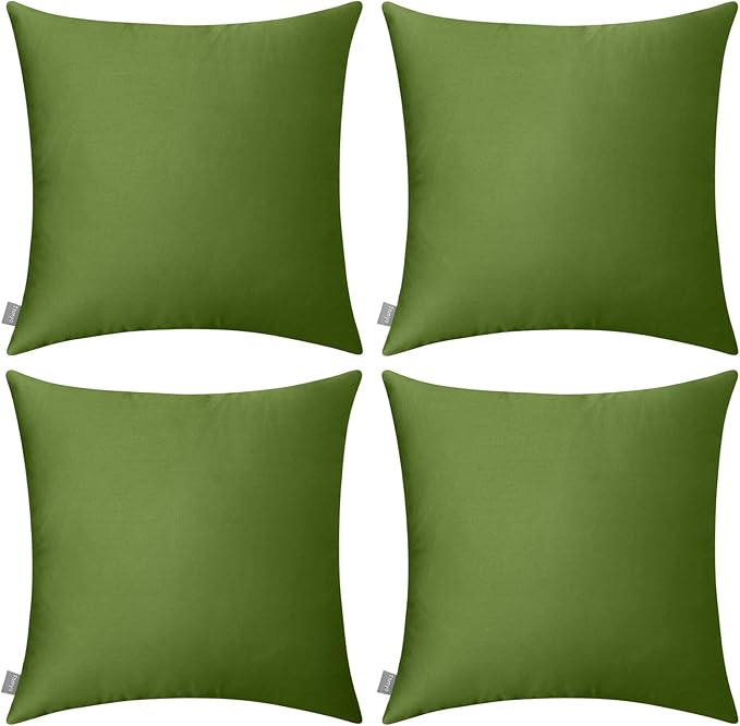 Thmyo 4-Pack 100% Cotton Comfortable Solid Decorative Throw Pillow Case Square Cushion Cover Pillowcase Sublimation Blank Pillow Covers DIY Throw Pillowcase(16x16 inch/ 40x40cm,Olive Green)
