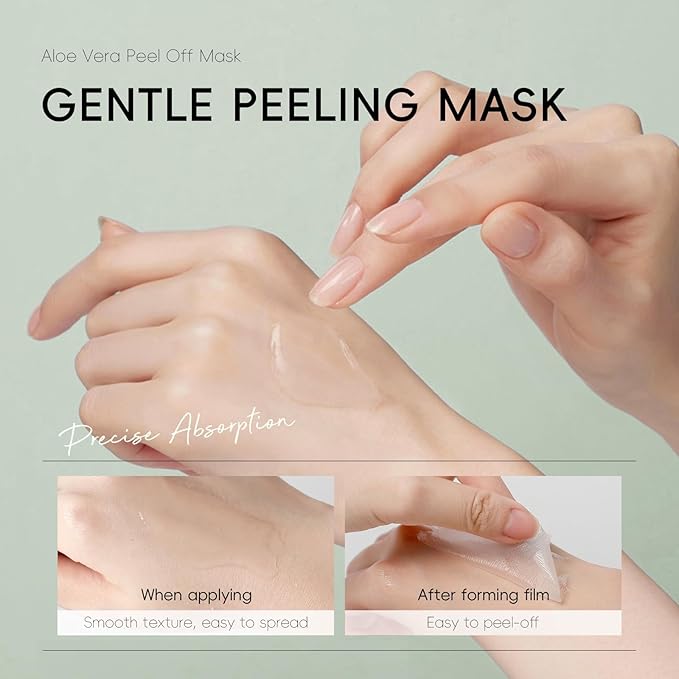 Aloe Vera Peel Off Face Mask, Cleansing Moisturizing Jelly Mask for Facials, Smooth Pores Cleasning Oil-control Enhance Skin Elasticity for Daily Skin Care, Valentine's Day Gift, 1.76oz