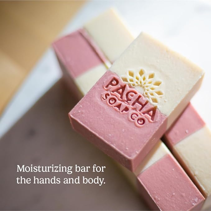 Pacha Soap Co. Bar Soap, Jasmine Gardenia, 3-Pack (4 oz ea) - Premium, Handcrafted, Hydrating, Natural Face Wash, Hand Cleanser, Body Wash, Soothing Essential Oils